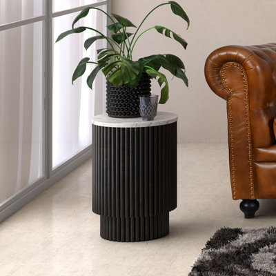 Demetru Fluted Side Table with Storage