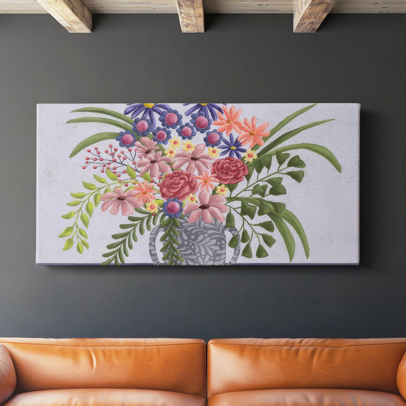 Snappy Bouquet I - Toile tendue avec châssis - Prêt à accrocher, H 16 po x l 32 po