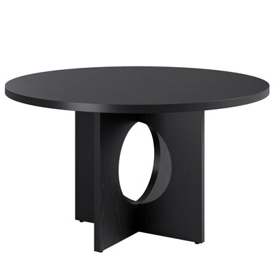 47" Circle Dining Table for 4-6, Round Dining Tables with Sturdy Pedestal Base, Wood Round Kitchen Table