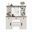 Bureau de maquillage avec miroir lumineux, ensemble de coiffeuse avec tabouret de rangement et station de charge, coiffeuse à 3 tiroirs, 4 armoires