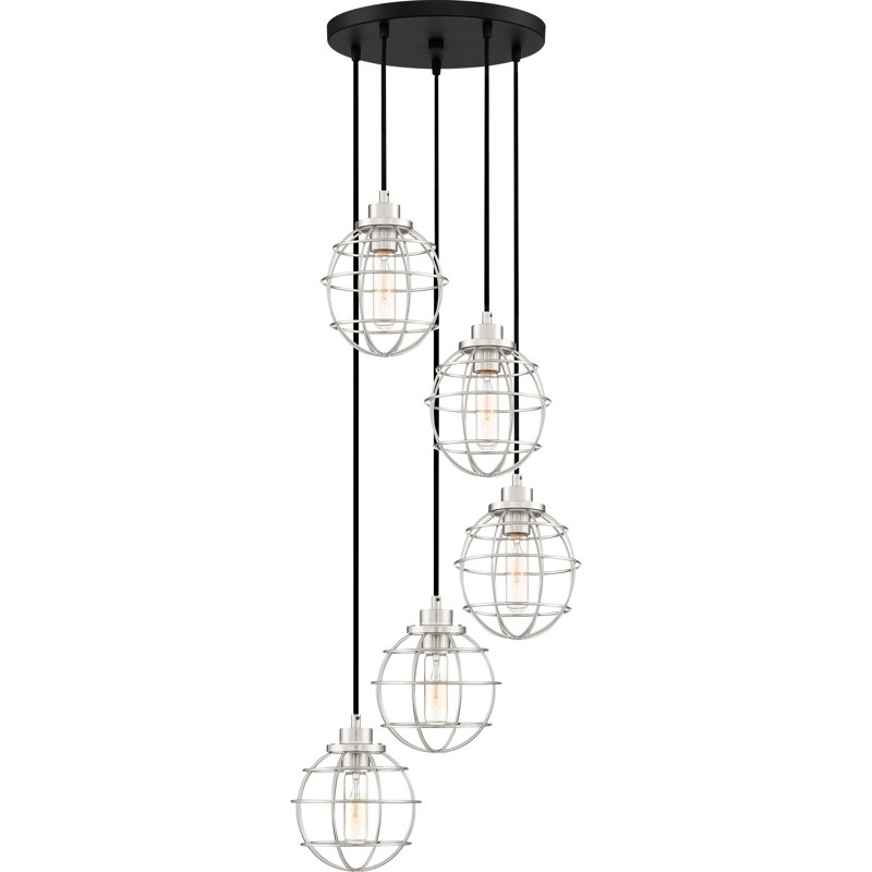 Luminaire suspendu sphère 5 lumières grappe Cleland