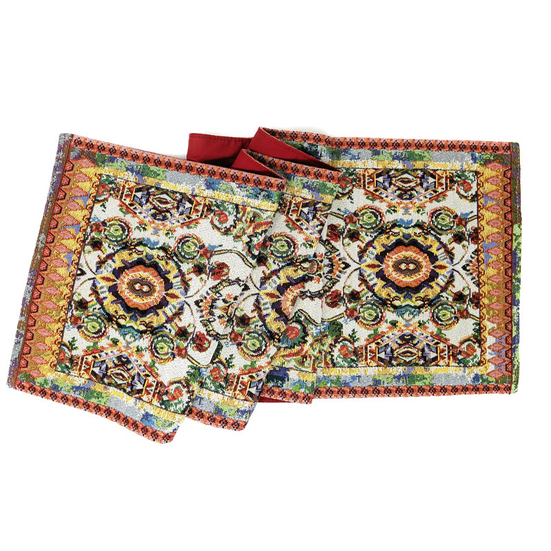 Chemin de table Paisley, L 90 po x l 1 po, Noir