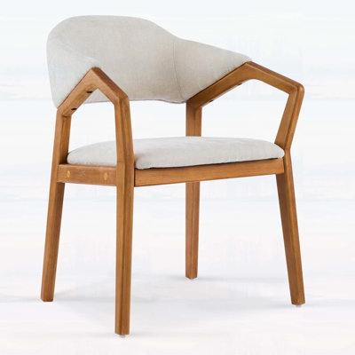 Indoor Dining Chair Set of 2, Beige Chenille Upholstered Armchair with Sturdy Frame, 300lbs Capacity, Ergonomic Curved Backrest