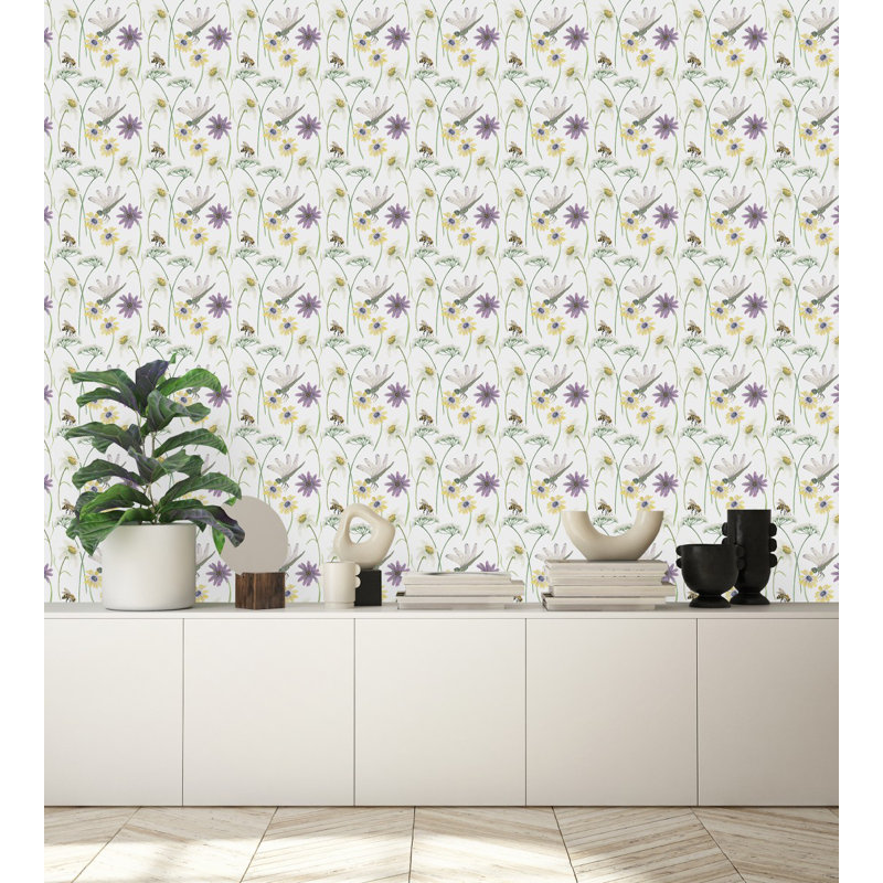 Peel & Stick Floral Tile, 2.08' W x 10.42' L
