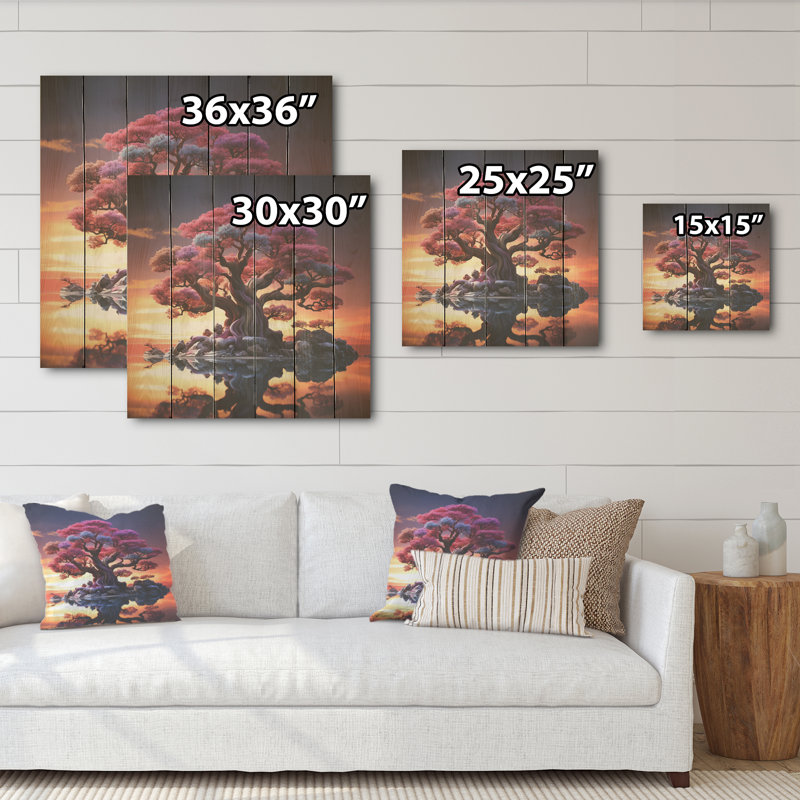 Baobab aux teintes enchantées - Art baobab sur bois de pin naturel, H 30 po x l 30 po