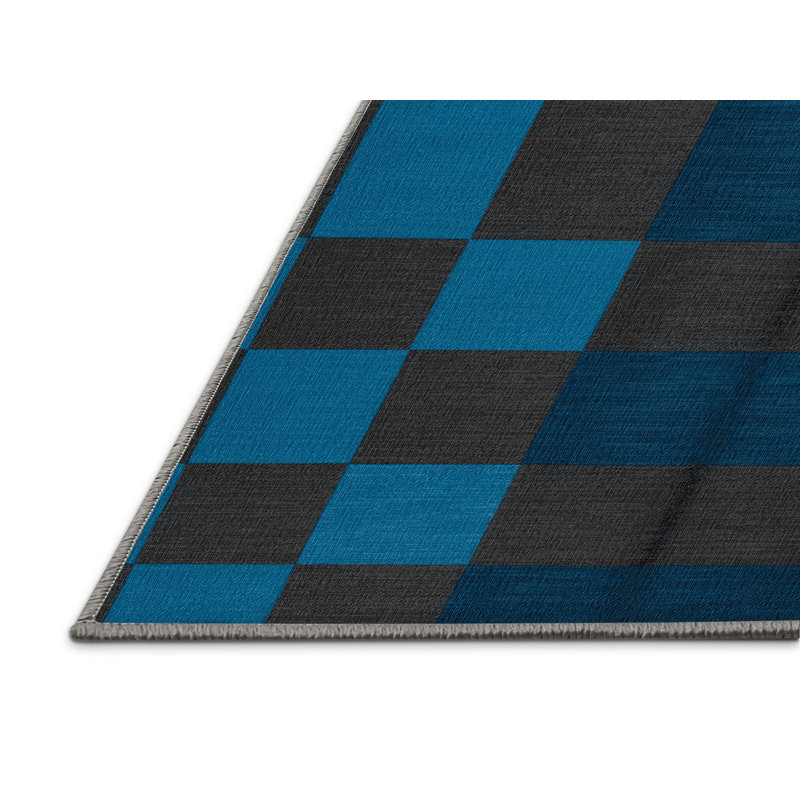 Tapis gris à carreaux lavable à la machine, Rectangle 4 pi x 6 pi