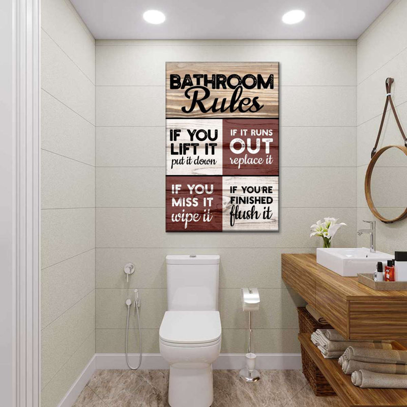 Toilette Commandements, impression sur toile, H 30 po x l 20 po x P 1,25 po