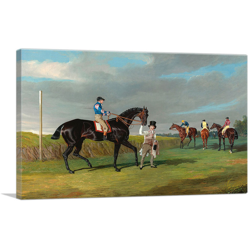 «Préparant à commencer la course de chevaux» par J.F. Herring, reproduction d'art sur toile tendue