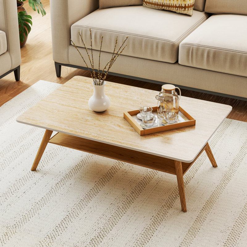 Rectangular Travertine Yellow Sintered Stone Table Top Replacement Tabletop for Coffee/Dining Table