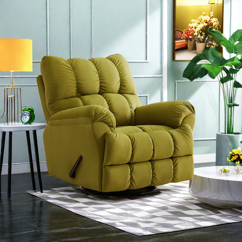Fauteuil inclinable pivotant rembourré Tene, Vert