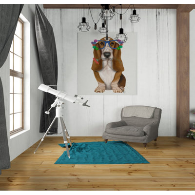 «Basset Hound Flower Glasses» par Fab Funky, art mural sur toile