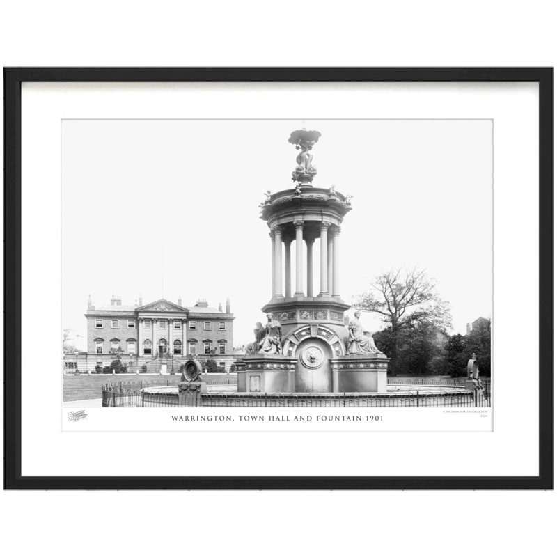 Warrington, Town Hall and Fountain 1901 1 Piece Single Picture Frame Wall Art, 60cm H x 80cm W x 2.3cm D