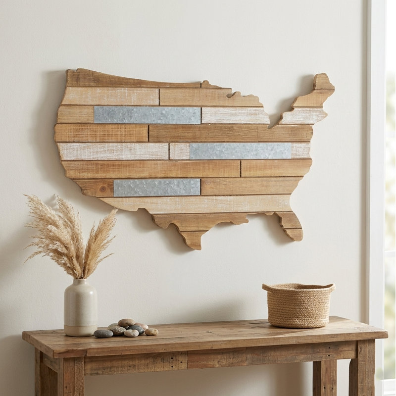 Décoration murale en bois en mélange de média, 14" H x 23,5" L x 1,25" D