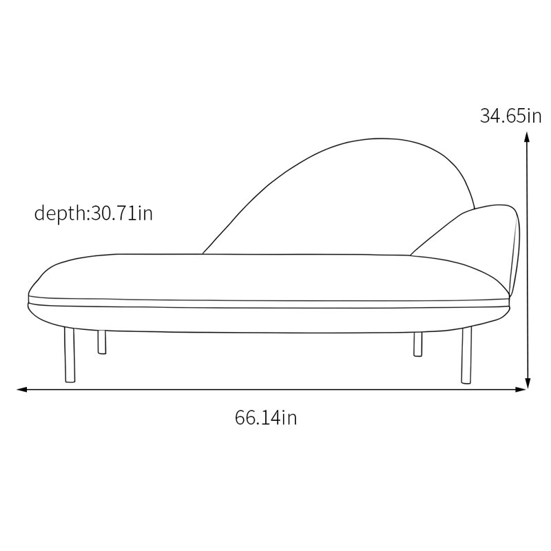 Chaise longue en velours, Gris, Orienté à droite