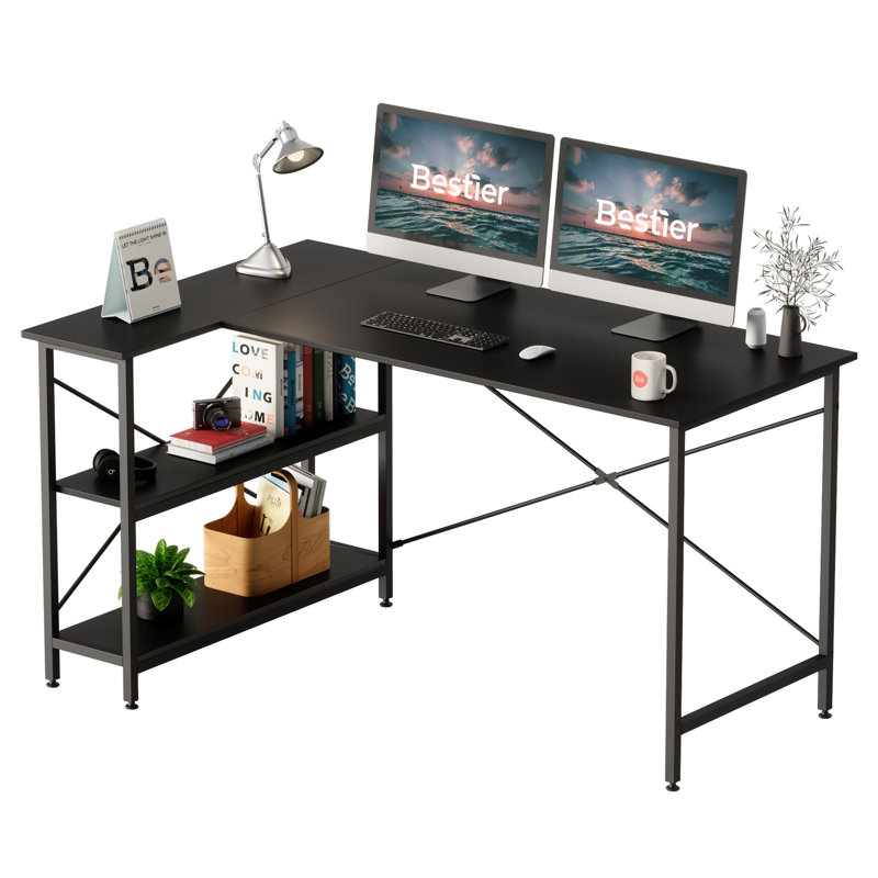 Bureau réversible en L Atia, H 29,13 po x l 55,12 po x P 35,43 po, Noir