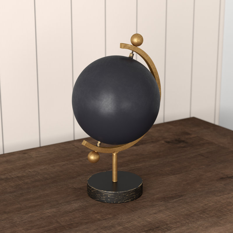 Metal Tabletop Globe, 16" H x 8" W x 9" D