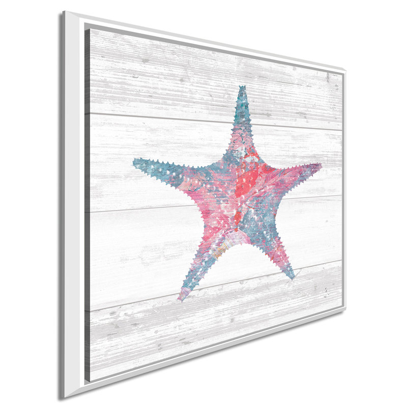 «Ocean Life IV», reproduction d'aquarelle sur toile, H 27,5 po x l 27,5 po x P 2 po, Cadre flottant blanc