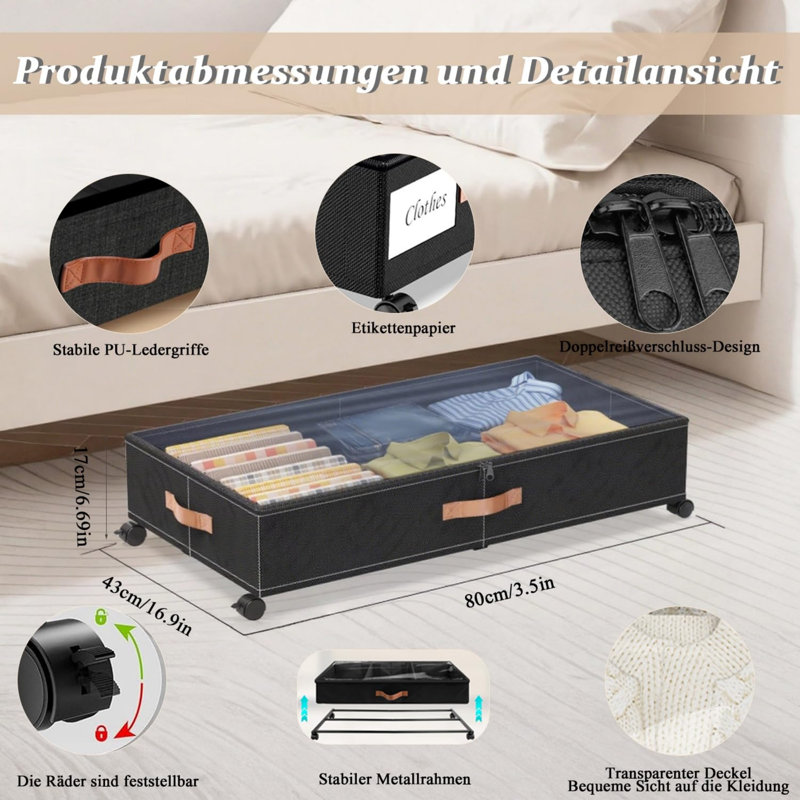 Beachcrest Home Fabric Underbed Storage