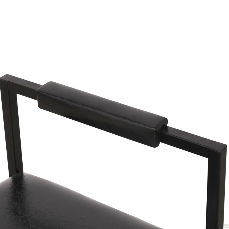 Black Bar Stool With Backrest Set Of 2 Counter Height PU Leather Upholstered Bar Chairs With Footrest