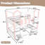 Lit superposé double au-dessus de double en bois massif avec toit, fenêtres, bibliothèque de rangement et tiroirs, design détachable, blanc et rose-1032568385