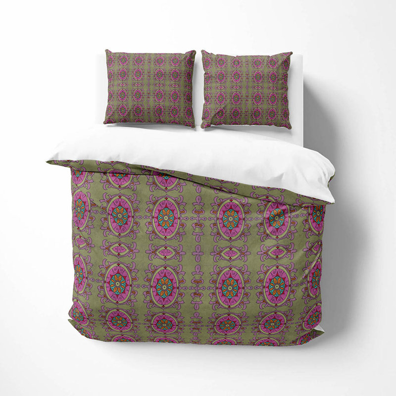 Ensemble de housse de couette et insert 3 pièces en microfibre brune, Housse de couette grand + 2 taies d'oreiller