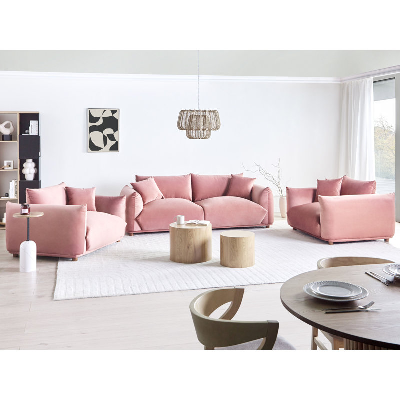 LUVOS 3 Seater Velvet Sofa, Pink