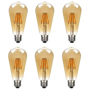 8W ST64 Dimmable Vintage Edison Light Bulb Amber (Set of 6)