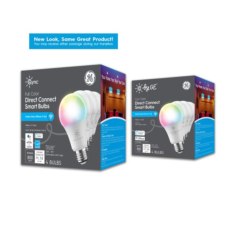 GE Cync Direct Connect Full Color Smart LED Light Bulb, Color Changing,  Works with Alexa and Google Assistant, Bluetooth and Wi-Fi Enabled (1 Pack)