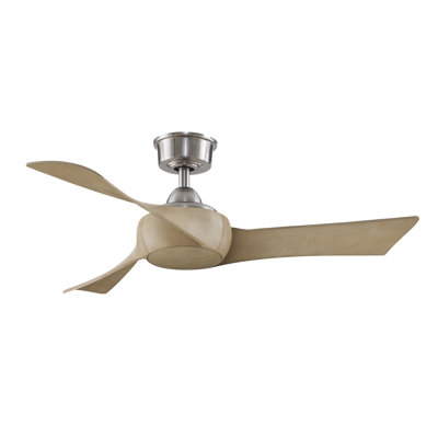 Wrap Custom 44 inch Indoor/Outdoor Ceiling Fan - Brushed Nickel with Natural blades