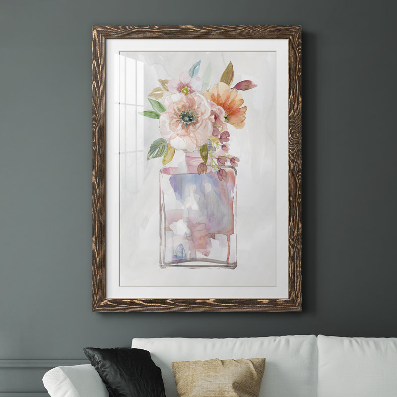 Mini bouquet II - peinture encadrée, H 37,5 po x l 27,5 po x P 1,5 po, Toile avec cadre en noyer