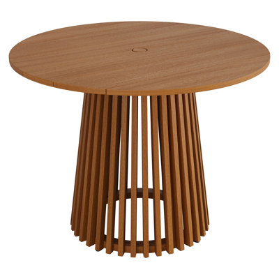 Amare 39 Inch Round Outdoor Teak Wood Dining Table in Natural