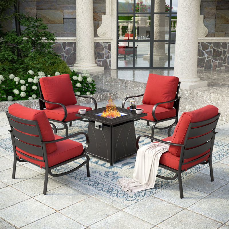 Tapasi Outdoor Patio Conversation Furniture Set, Red