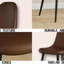 Ensemble de 4 chaises de salle à manger, chaises de style moderne, sièges rembourrés en cuir de selle, chaise de cuisine en forme de cuillère avec pieds en métal noir, chaises de salle à manger pour cuisines de restaurant (brun)