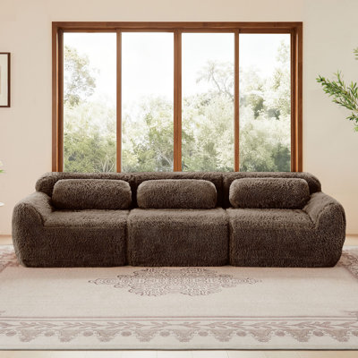 Tissu moelleux moelleux et moelleux de 114 po, canapé modulaire modulaire, conception ergonomique avec coussins décoratifs, raccordement à boucle à compression complète pour étude, cinéma maison