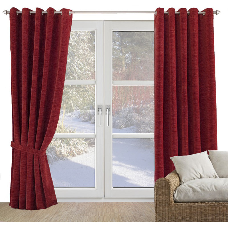 Gracierose Synthetic Eyelet Single Curtain Panel, opaque, 225cm Width x 132cm Drop, Red