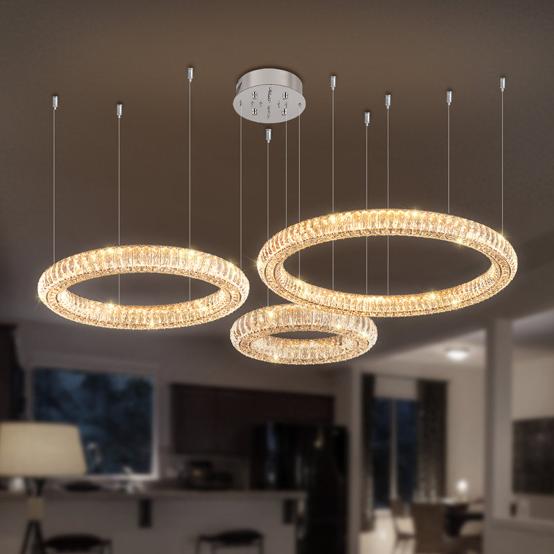 Lustres de plafond en cristal 32 anneaux + 24 "+ 16" 3 anneaux