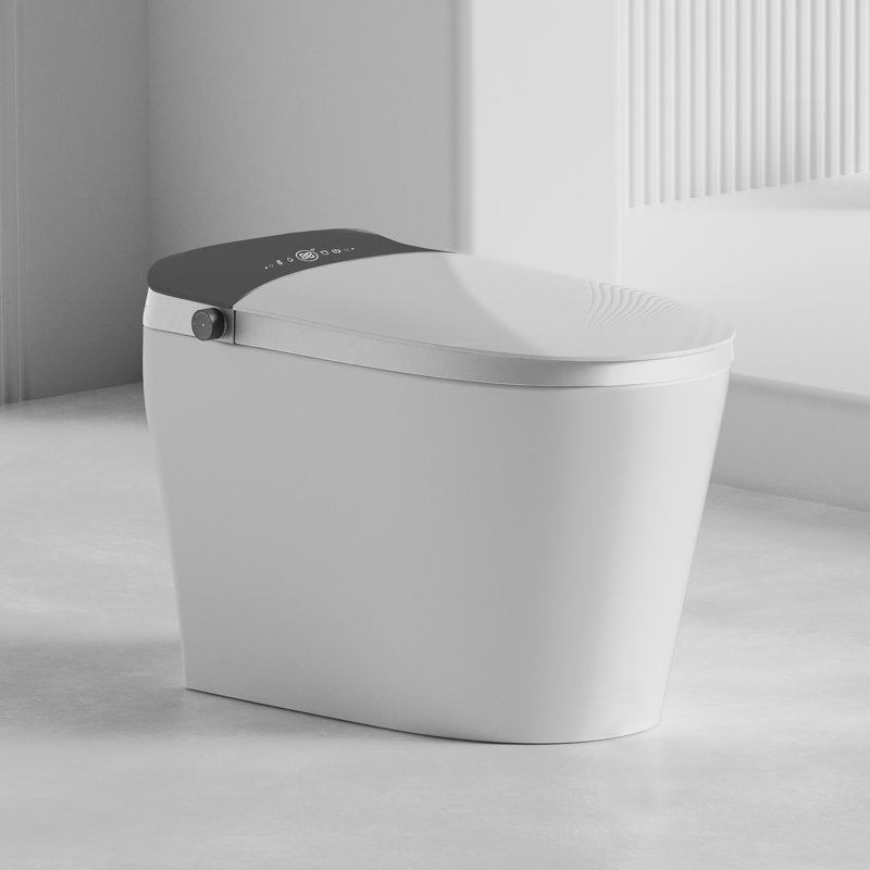 Toilette Smart Bidet avec réservoir intégré, couvercle à ouverture / fermeture automatique, chasse occultante, siège chauffant, lavage à chaud, chasse automatique 1,08GPF, TechHT filtrant, bouclier en mousse, avancée
