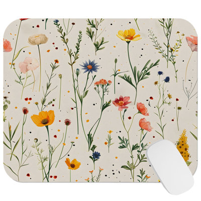 Botanical Wildflower Elegance IX Cottage Gaming Cute Office Laptop Desk Pad Gift Mat Square Rectangle Non-Slip Mousepad