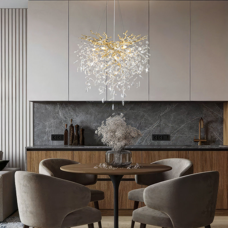 Lustre en cristal Paree Luxury, H 27,56 po x l 23,62 po x P 23,62 po, Doré