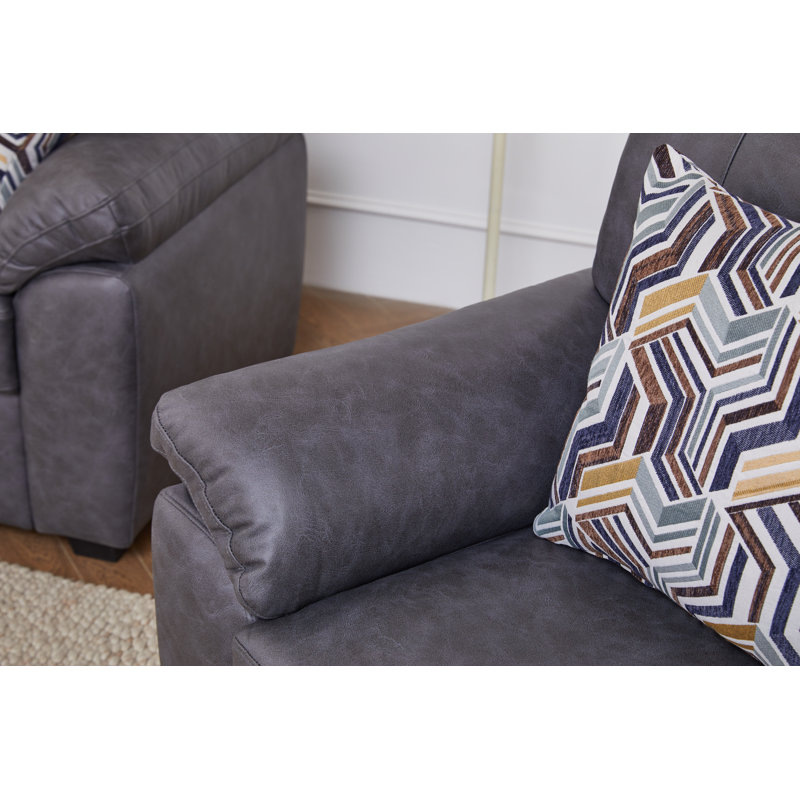Causeuse 58,66 po avec 2 coussins décoratifs pour le salon Leathaire, Gris