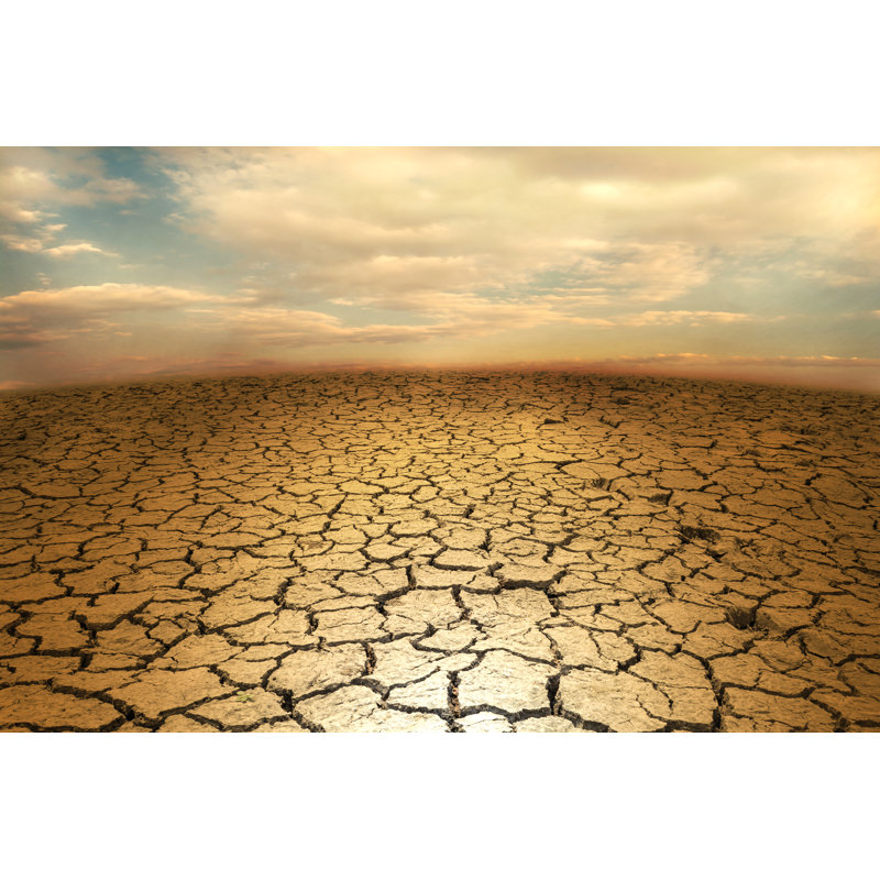 Cracked Soil Earth Desert Terrain With Sky by Naropano - Wrapped Canvas Print, 30cm H x 46cm W x 3.8cm D