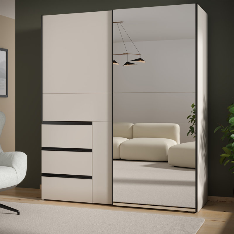 Kavalli 2 Sliding Wardrobe, Cashmere (Beige)