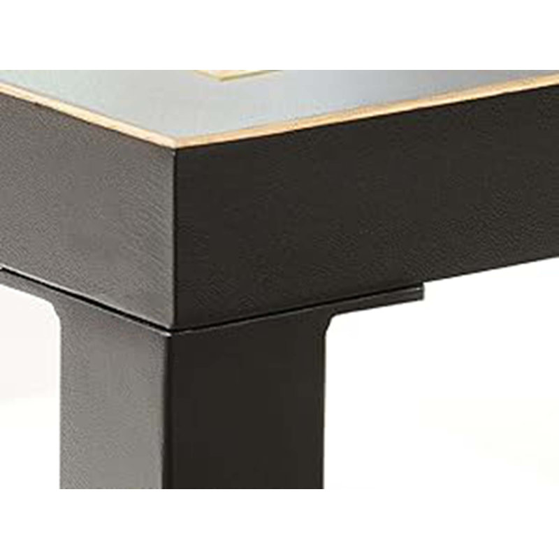 Table basse industrielle carrée avec plateau en verre et structure en métal de gros calibre, Noir / or