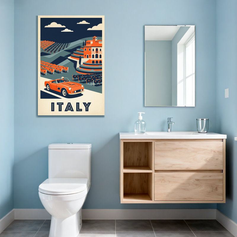Scénario et paysages urbains, voyage rétro, Italie, H 40 po x l 28 po