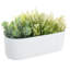 Indoor Oval White Ceramic Planter Pot with Tray