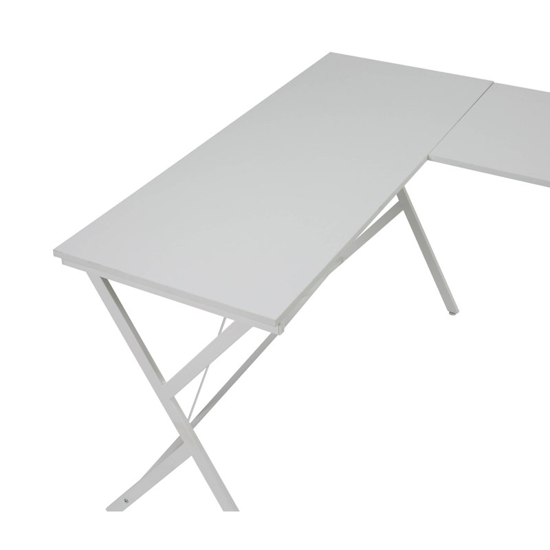Ben L-Shaped Metal Computer Desk with CPU Holder, White