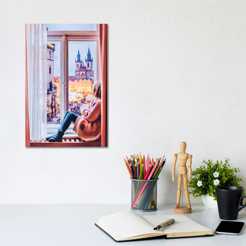 Vue de Prague par Hobopeeba-impression, Toile tendue, Pas de tapis, H 12 po x l 8 po x P 0,75 po