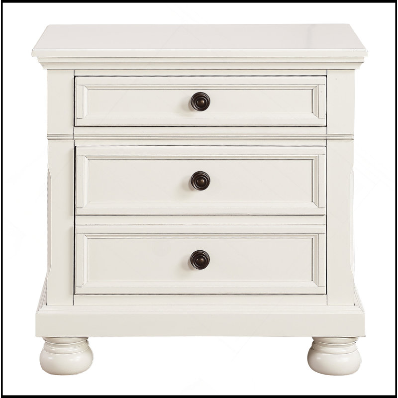 Table de chevet avec tiroirs cachés, Blanc
