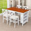 Ensemble de table de salle à manger rustique avec 4 chaises rembourrées, tablette fonctionnelle à 3 niveaux-276611616-276611615