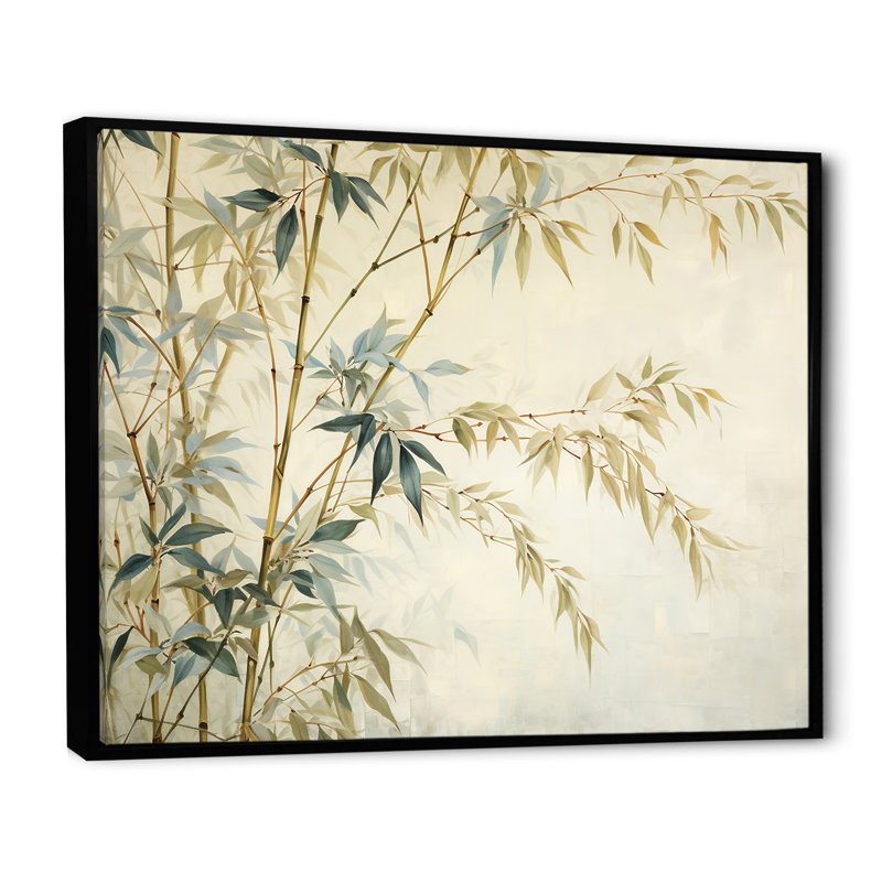 Minimalisme bambou sur toile, H 34 po x l 44 po x P 1,5 po, Cadre flottant noir